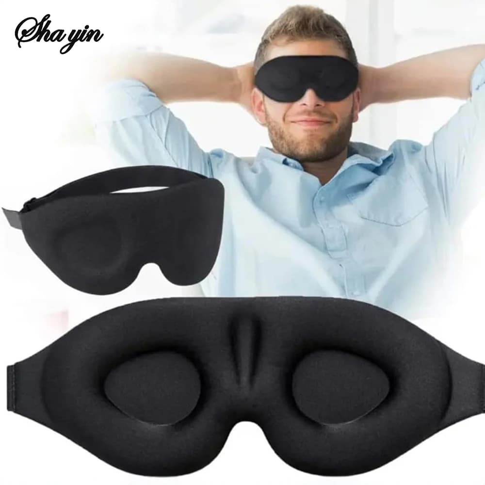 Adjustable 3D eye mask suitable for men and women without pressure on the eyes, breathable and obscuring, black color