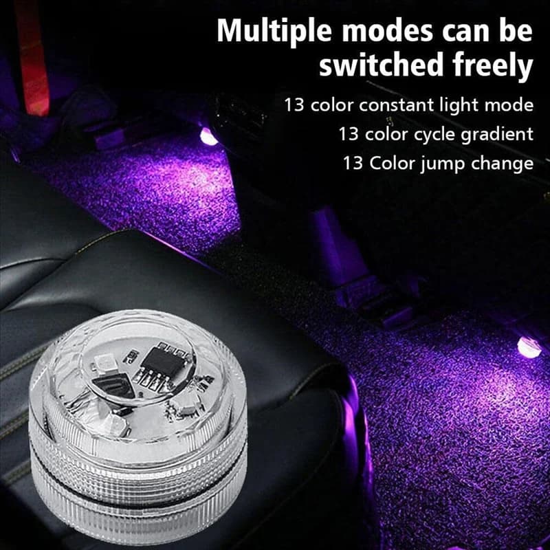 La nuova luce ambientale interna a LED per auto telecomandata, decorazione adesiva colorata per lampada per atmosfera del piede del tetto automatico 13 colori