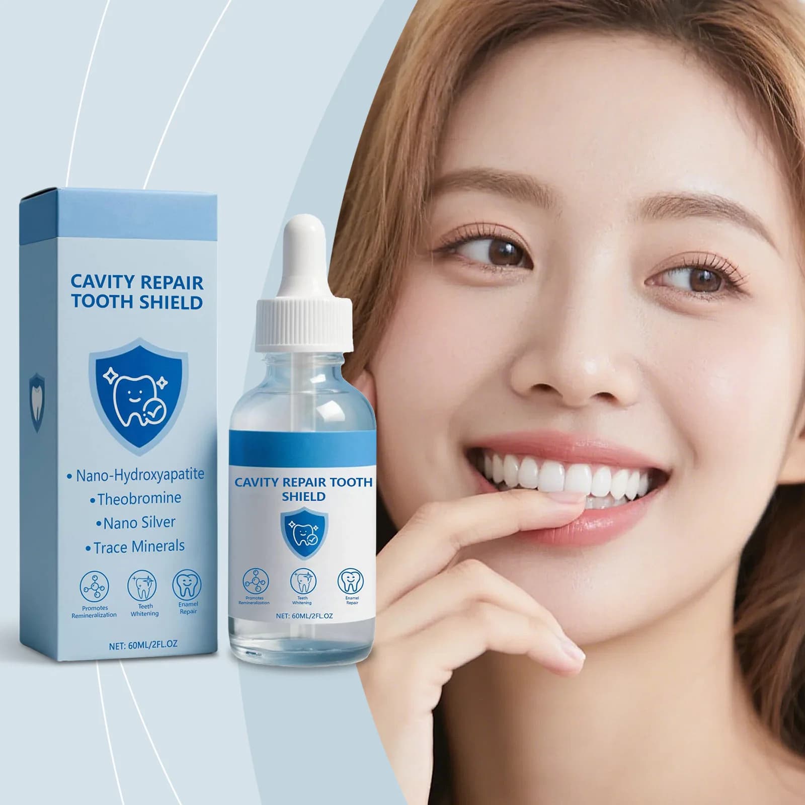 Repair of the cavity Serum for teeth Reduces the stains of the teeth Cleaning the surface of the teeth Anti caves of the teeth Preventing dental caries Tooth Essence 60ml