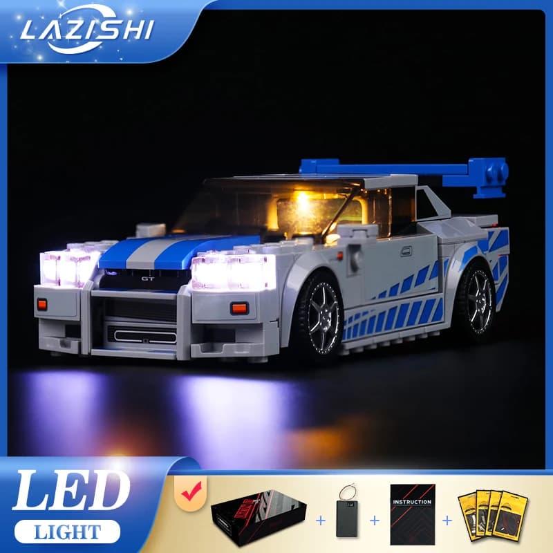 Lazishi HA CONDOTTO LA Luce Per 76917 Veloce 2 Furious Nissan Skyline GT-R Illuminazione FAI DA TE Giocattoli Solo Lampada + Contenitore di Batteria (Non Include il modello)