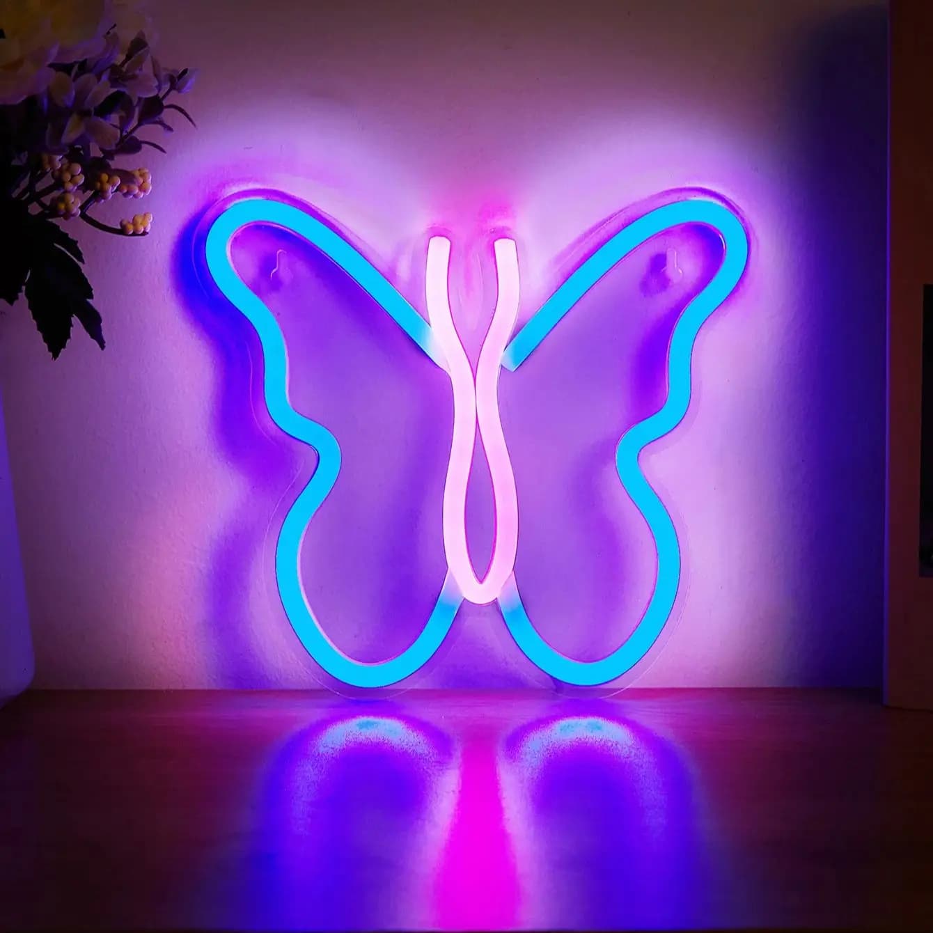 Chi-buy LED Neon farfalla Insegne al neon alimentate tramite USB Luce notturna 3D Wall Art Camera da letto Soggiorno Decor Lampada Insegne
