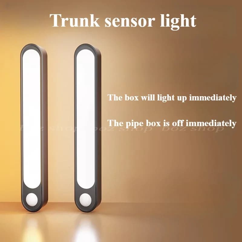 Luce del sensore del bagagliaio dell'auto per cofano del bagagliaio da pavimento Barra luminosa a induzione automatica ricaricabile tramite USB Lampada magnetica con modalità di rilevamento malal