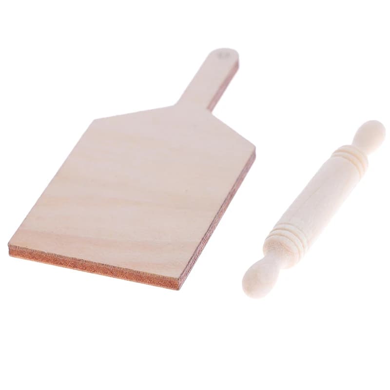 Set Mini Tagliere e Mattarello 1:12, Utensili da Cucina in Miniatura per Casa delle Bambole, Decorazione Fai-da-Te