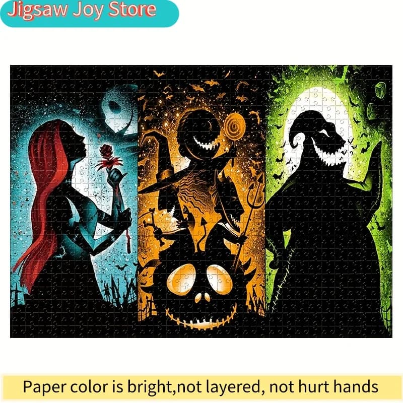 Puzzle da 1000 Pezzi con Personaggi dei Cartoni Animati, Nightmare Before Christmas, Jack e Sally, Puzzle da Appendere, Gioco per Adulti, Regalo per la Famiglia
