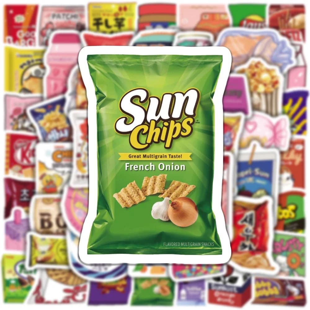 50 Pieces Adhesives Waterproof Theme Snack Cartoon for Phone, Bike, Motorcycle, Helmet - Papery Pop Store