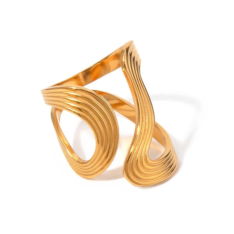 Loe | 18K gold plated irregular ring for women Jewelry with high quality stainless steel waterproof pendants New