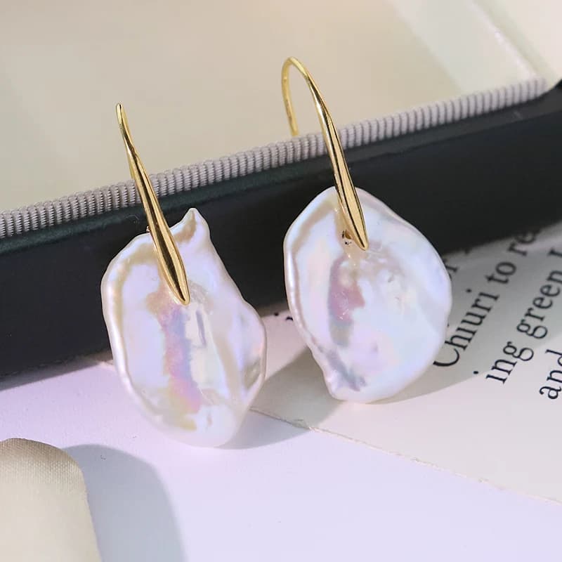 Orecchini di perle d'acqua dolce naturali barocche Orecchini di alta qualità dal design semplice fatti a mano, regalo per la moglie GE1793