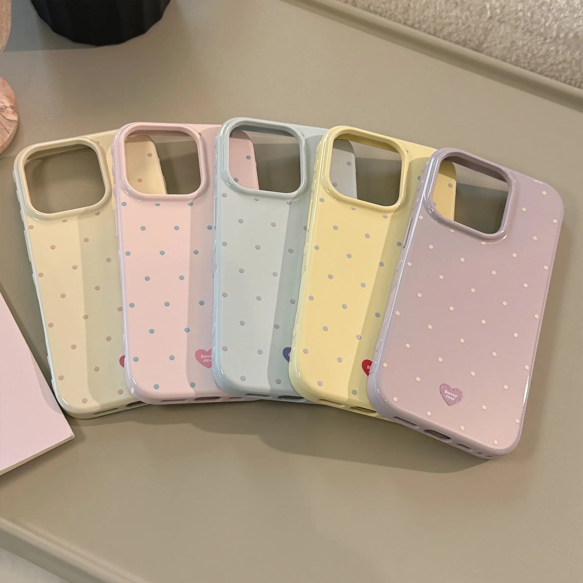 Soft case for phone polka dots with candy colors Korean whole screen for iPhone 16 13 15 12 14 Pro Max Protective shockproof case for bumpers