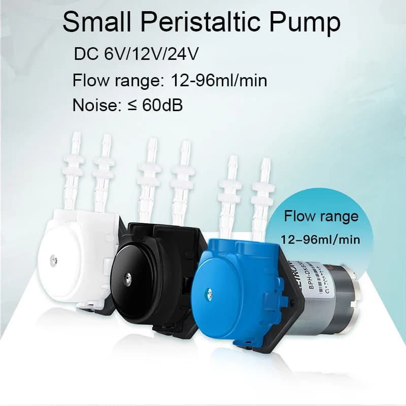 Piccola Pompa Peristaltica DC 6V/12V/24V, Pompa Dosatrice Micro Autoadescante con Connettore per Arduino, Acquario, Laboratorio, Campionamento Inchiostro