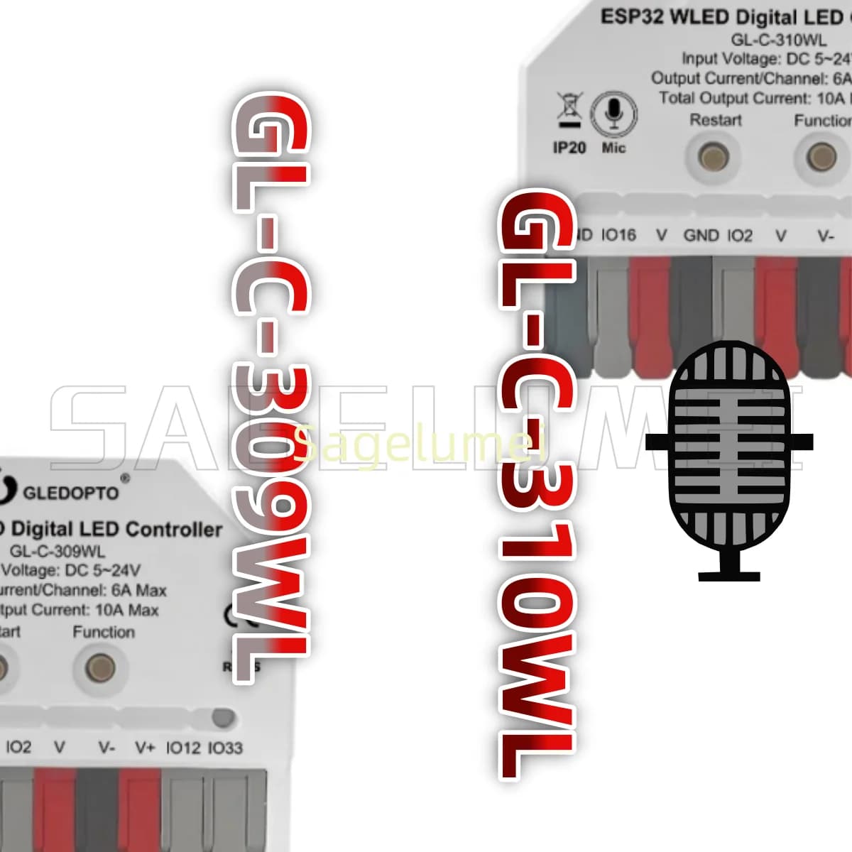 DIY GLEDOPTO ESP32 Mini WLED LED Controller With Mic Music Dynamic Modes Digital WS2811 WS2812 SK6812 TM1814 WS2813 WS2815 Strip