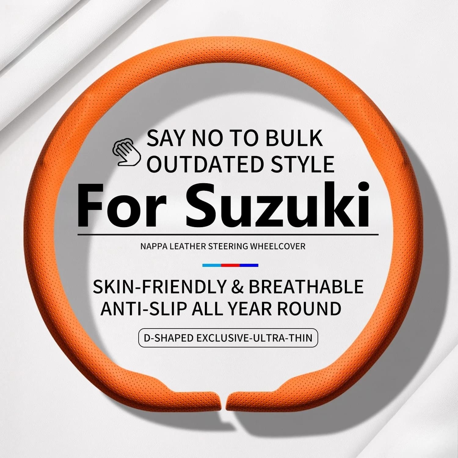 37cm Ultra Thin Breathable Steering Wheel Cover For Suzuki Spacia Hustler Wagon R Alto Jimny Comfortable Hand Feel All Weather