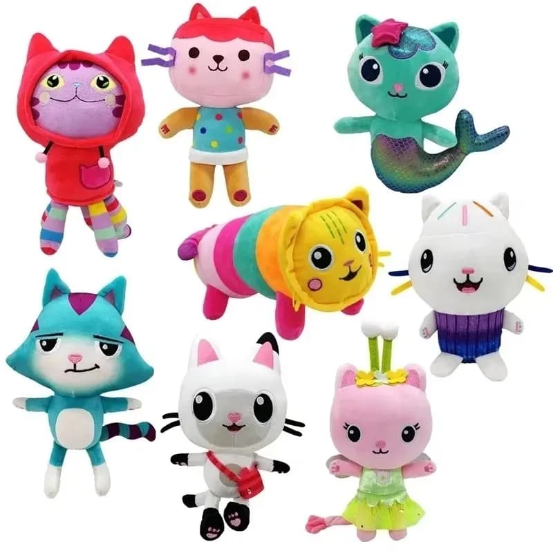 Nuovo 8 Stlyes Gabby Dollhouse Peluche Mercat Cartoon Animali di peluche Sirena Gatto Peluche Bambola Bambini Compleanno Regali di Natale
