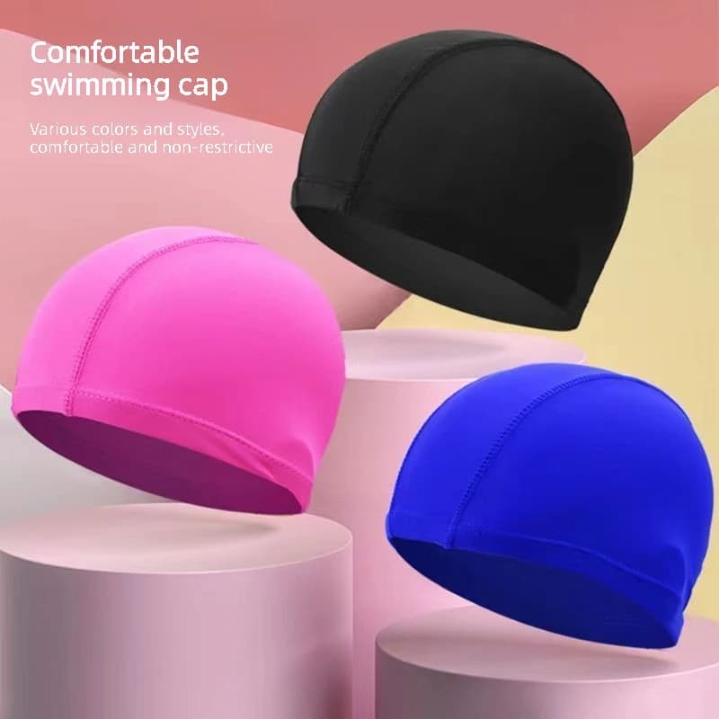 Pure Color Swimming Cap Waterproof Large Size Comfortable No Tightness For Long Hair Unisex Adult Kids