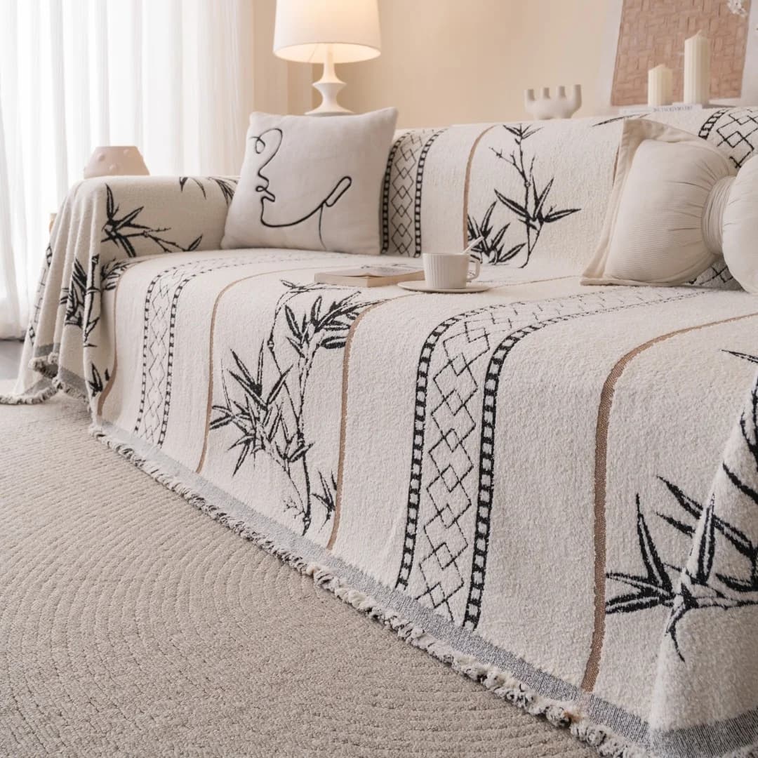 1 piece bamboo style warm and soft sofa towel with tassel, sofa blanket for living room - Copper for sofas