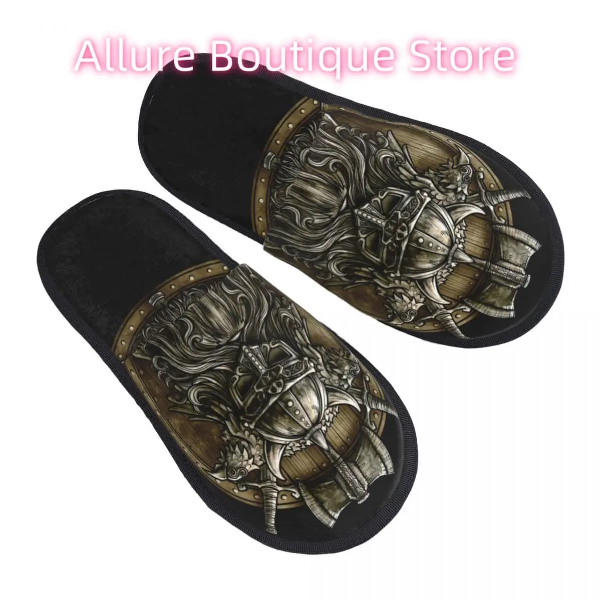 Viking Shield for Women's Bedroom with Customized Printing Valhalla House Slipper