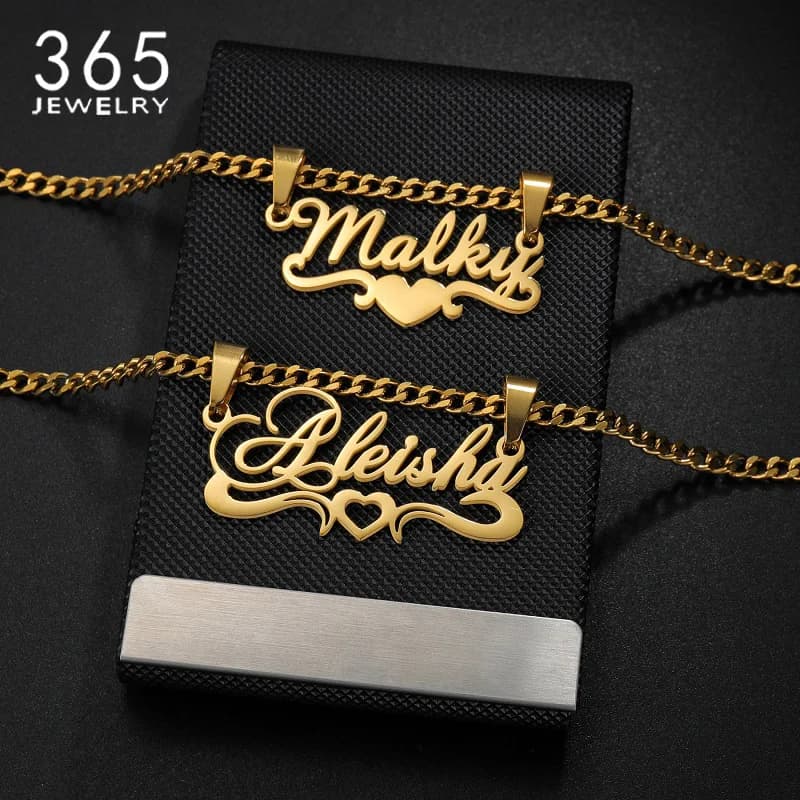 365 nuova collana con nome personalizzato in acciaio inossidabile con targhetta affascinante personalizzata catena cubana per le donne regalo di gioielli per feste alla moda