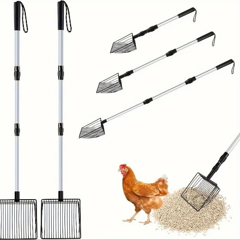 Rastrello per pollaio, lettiera retrattile per gatti, strumenti per la pulizia del pollaio, pala per cacca, giardino, separazione di cacca e detriti