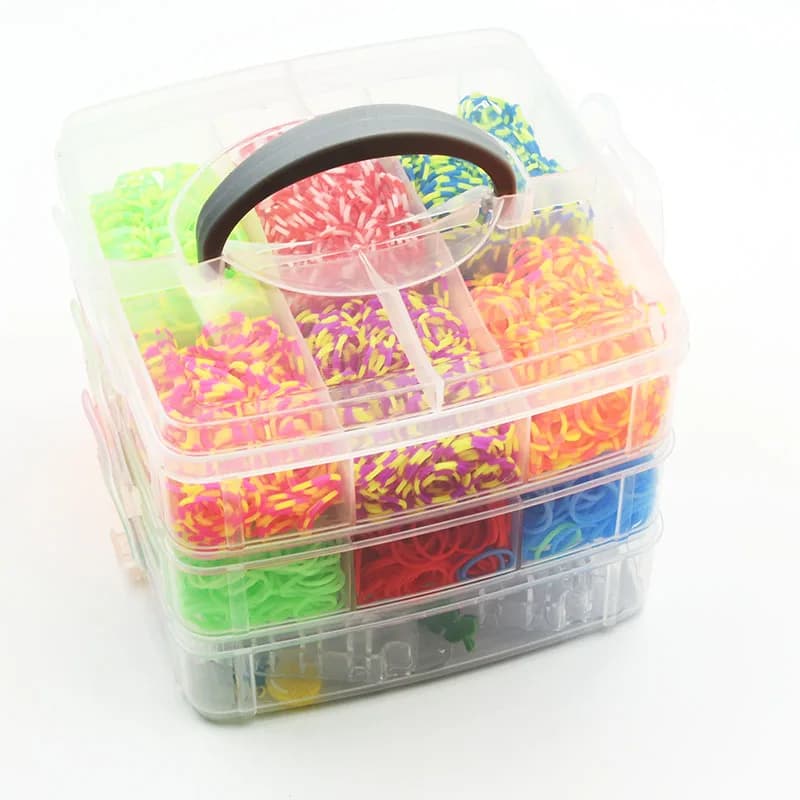 4500pcs 15 Colors DIY Rubber Band Loom Bracelet Gift Box Three-layer Weaving Machines Knitting Toys Crafts for Kids Wholesale