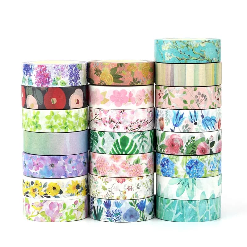NEW 1PC Decorative Beautiful Floral Leaves Washi Tape Set DIY Scrapbooking Journaling Adhesive Masking Tape Cute Papeleria