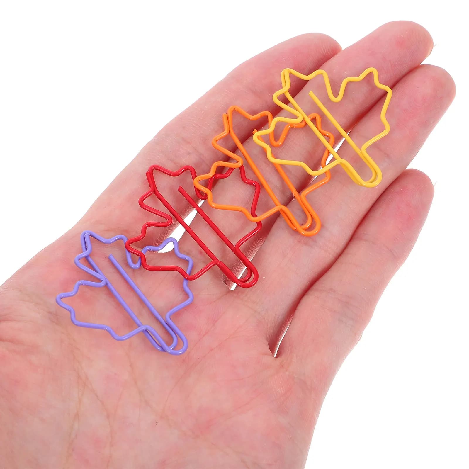 100 fermagli per carta a forma di foglia d'acero, colorati, in metallo, per ufficio, scuola, casa, segnalibri, forniture per artigianato, organizer da scrivania