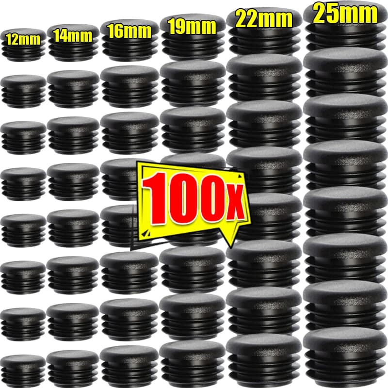 100/20pcs Foro di Plastica Spina Inserto Tappi Estremità Mobili Scrivania Sedia Gamba Coperture Tubi di Metallo Scaletta In Lega di Protezione Scivolo Hardware