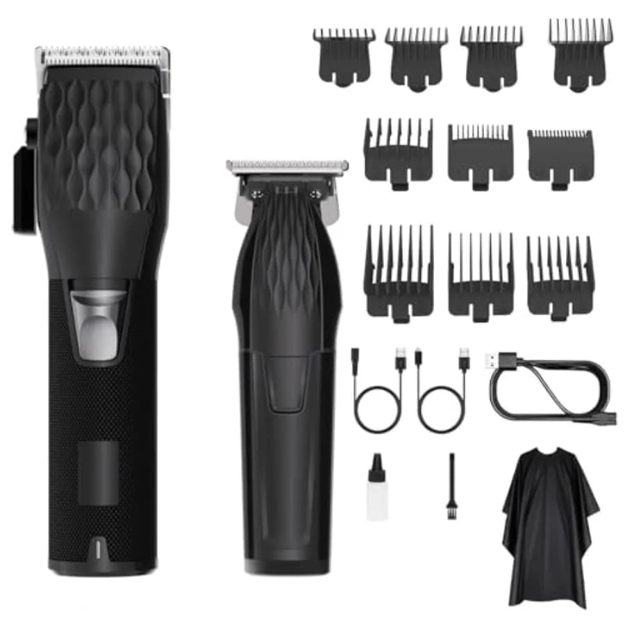 Tagliacapelli Senza Fili per Uomo e Donna con 240 Minuti di Autonomia, Display LED, Set Trimmer Silenzioso, 6 Pettini Guida, Forbici da Barbiere, Kit di Pulizia