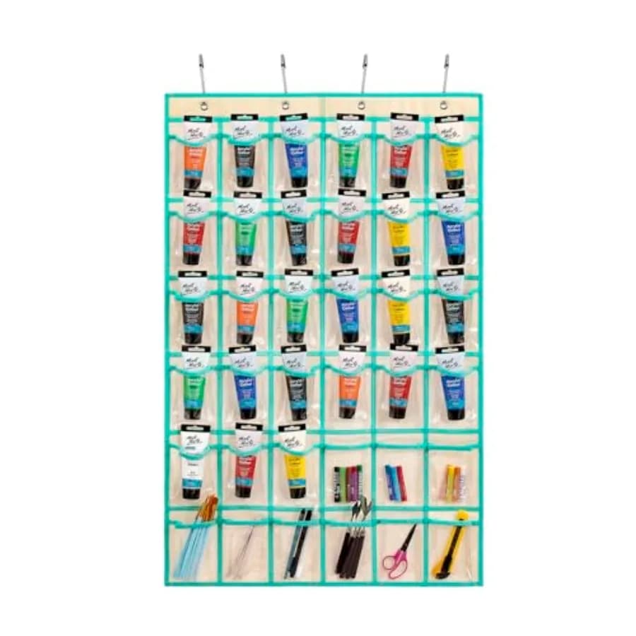 Hanging Acrylic Paint Tubes Organizer Over the Door Art Supplies Storage Markers 36 Pocket Holder for Pastels Crayons Brushes T
