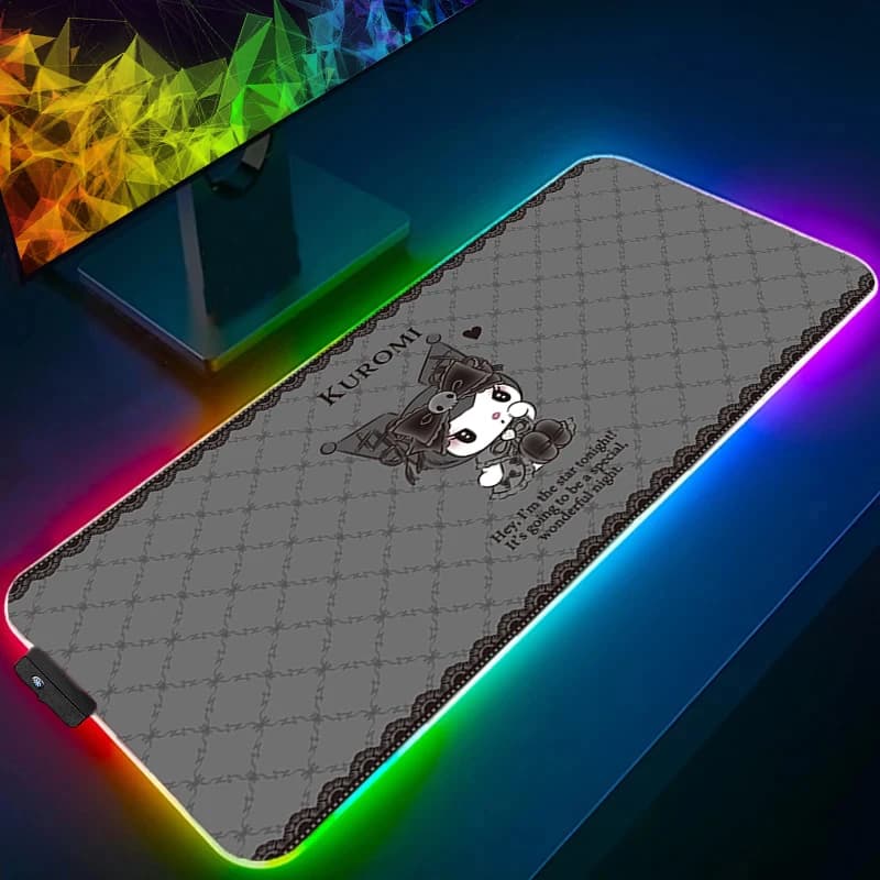 Tappetino per mouse RGB Gioco Tastiera retroilluminata in gomma Computer portatile Bordo velocità Bianco K-Kuromis LED Tappetino da scrivania Accessori da gioco Tappetino per mouse