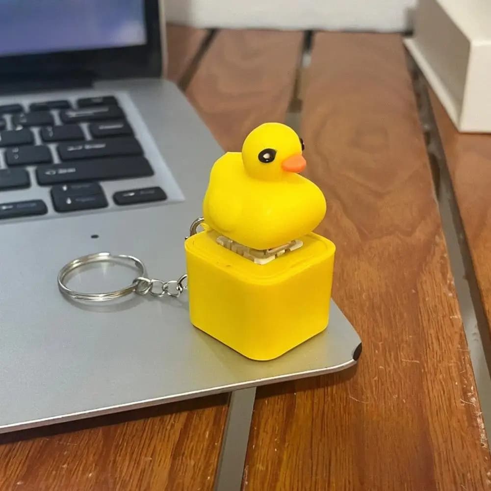 Keycap in Shape of Synthetic Paperella Yellow, Keychain pendant for Bag, Cherry MX Mechanical Keyboard, 3D Design