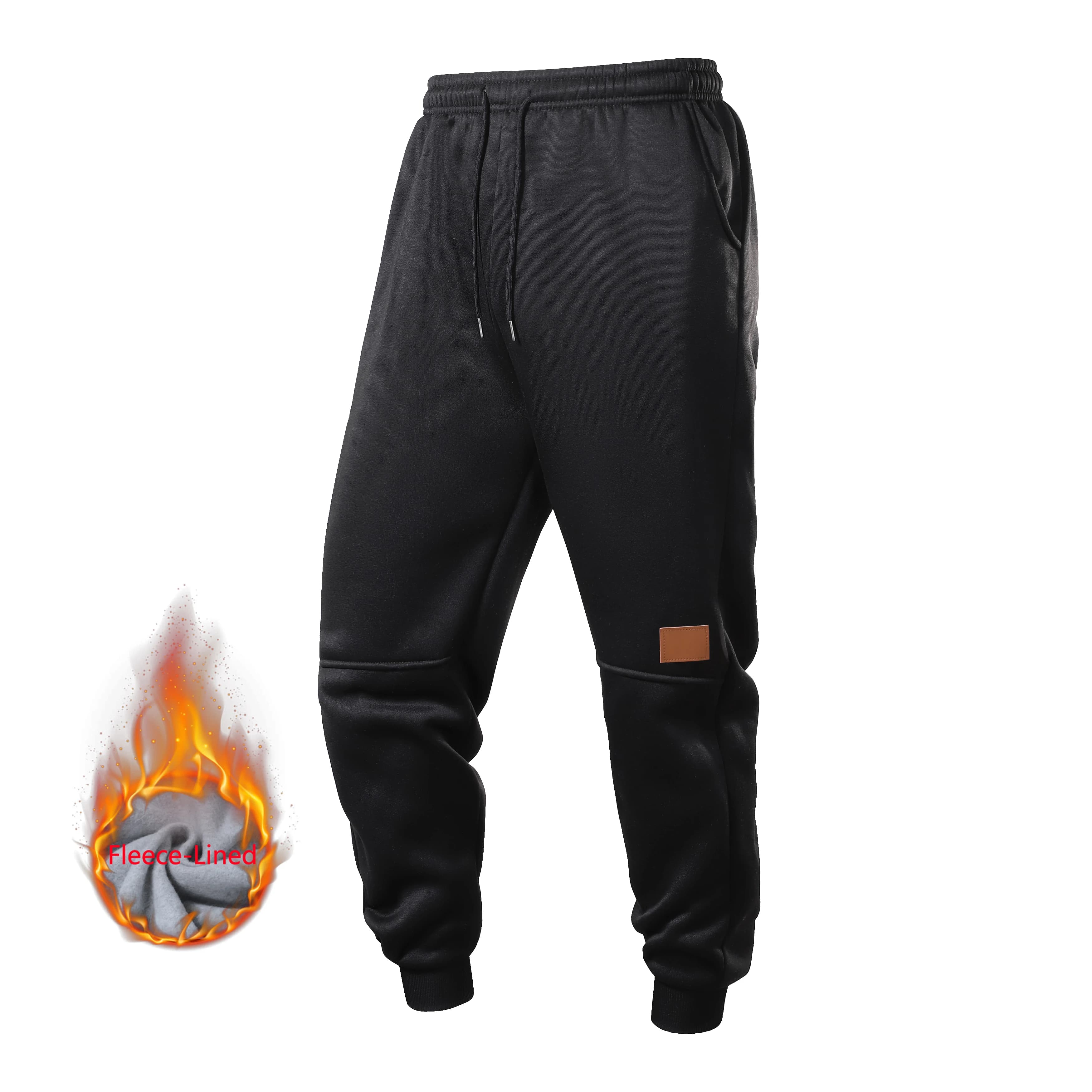 Running trousers with waist belt with casual men's drawstring Fashion sportswear Long pants with twisted solid color Multicolor fleece lining Dai