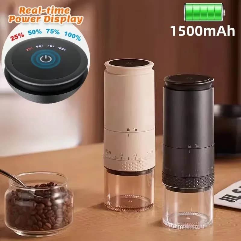 1500mAh Electric Coffee Grinder with External Adjustment, Type-C Charging, Coffee Bean Grinding Machine, Coffee Machine