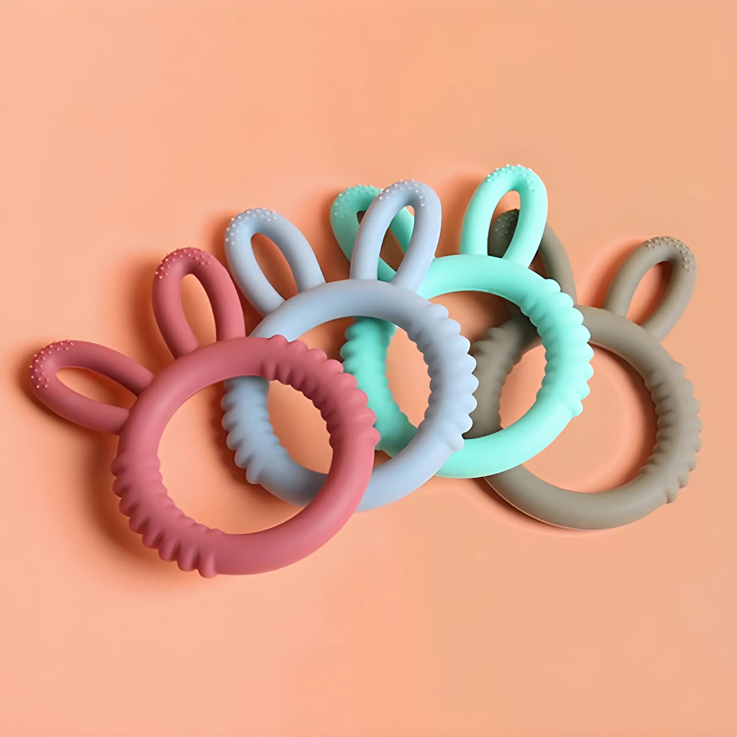Massaggiagengive in silicone per bambini Coniglietto Ciuccio per bambini Morso Bambini felici Giocattoli per la dentizione Prodotti per maternità e neonati