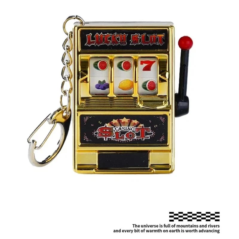 New Mini 777 Slot Machine Keychain Portable Fidget Spinner Toy Lucky Casino Style Key Ring Stress Relief Gadget Novelty Gift
