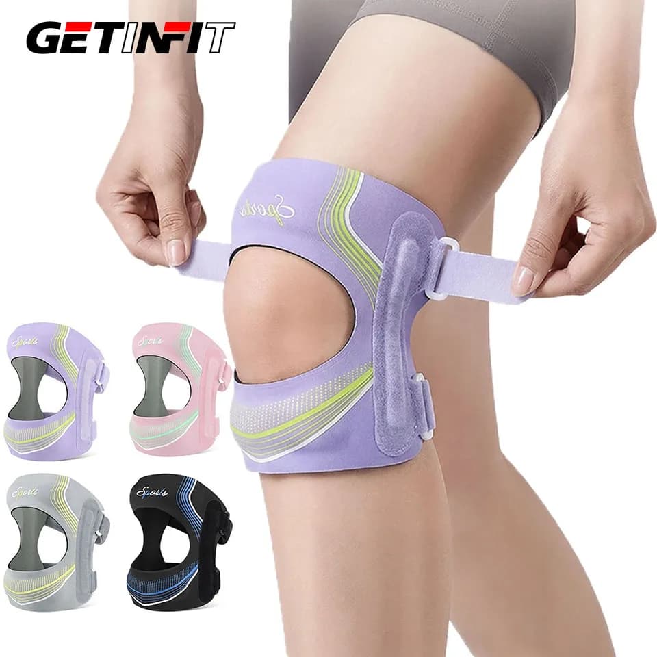GETINFIT 1Pcs Shock Absorption Knee Band Sports Knee Support Silicone Patella Stabilizer For Cycling Jogging Fitness Men Women
