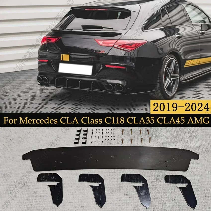 Rear Bumper Diffuser For Mercedes Benz CLA Class C118 CLA35 CLA45 AMG 2019-2024 ABS Black Diffuser Spoiler Splitter Lip Body Kit
