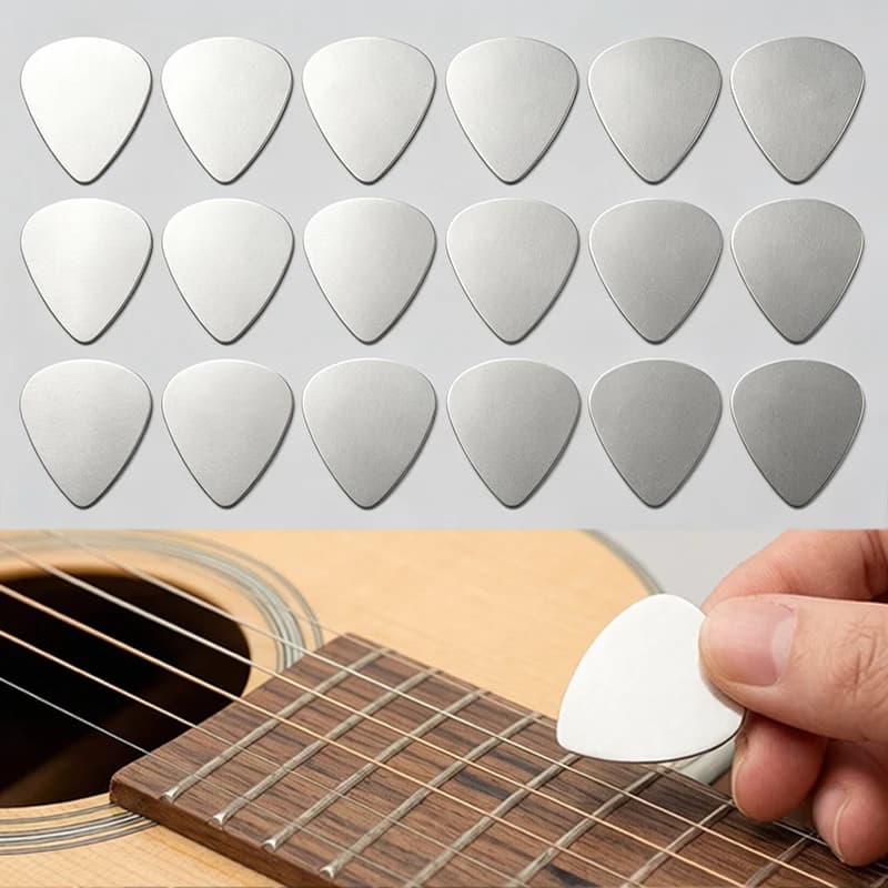 5/10/15/20PCS Stainless Steel Heart Guitar Picks – Heavy Gauge Metal Plectrums for Bass Rock Practice Durable Gig Accessory TMZ