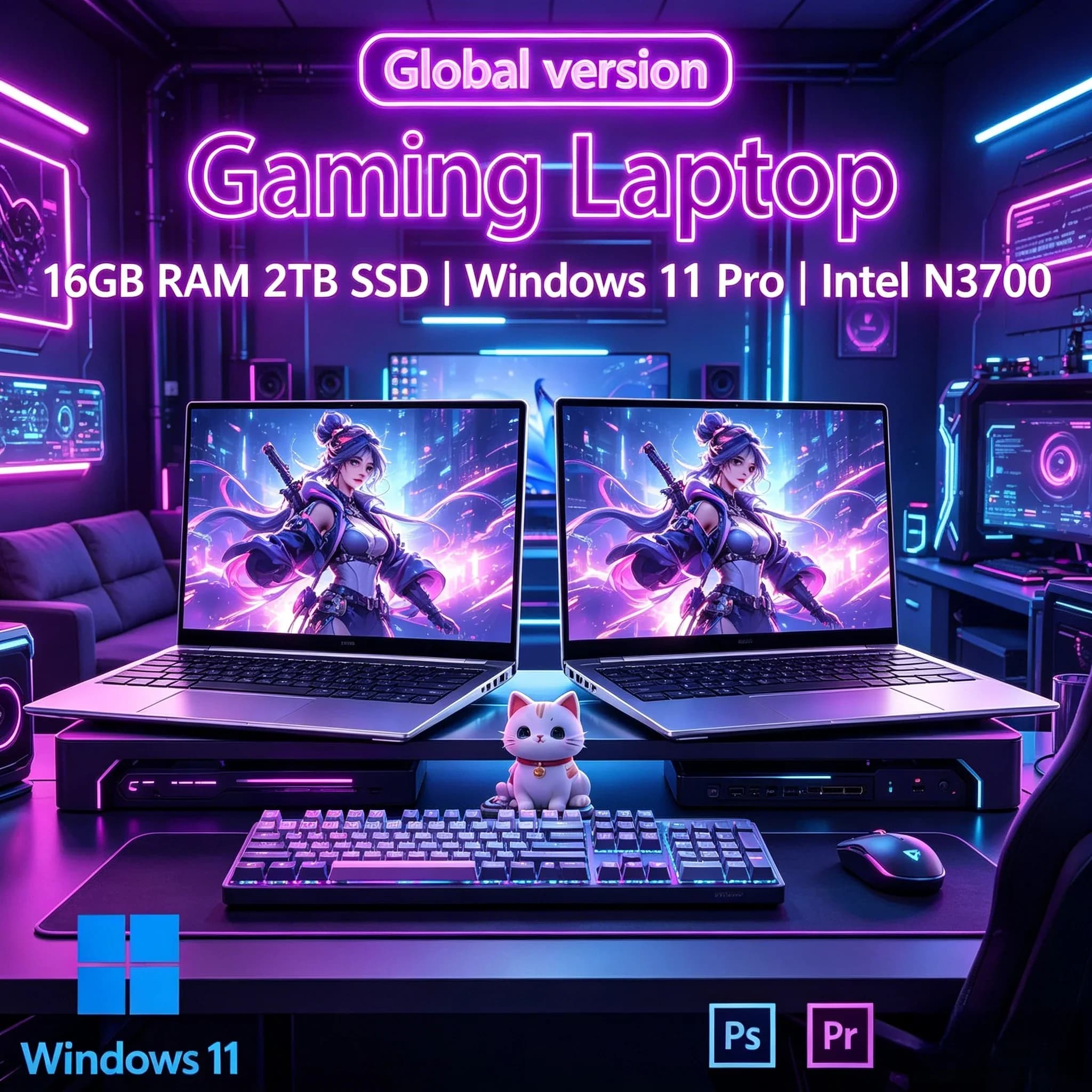 Nuovo Arrivo: PC Portatile Sottile per il Tempo Libero, 16GB RAM, 2TB SSD, Chip Intel N3700, Display Full HD, per Intrattenimento Domestico