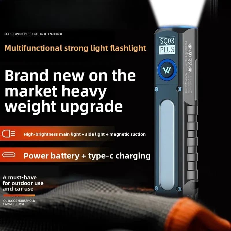 SQ03 Super Bright Aluminum Alloy Flashlight 5500mAh Waterproof Rechargeable LED Magnet Handheld for Outdoor Camping High Lumens