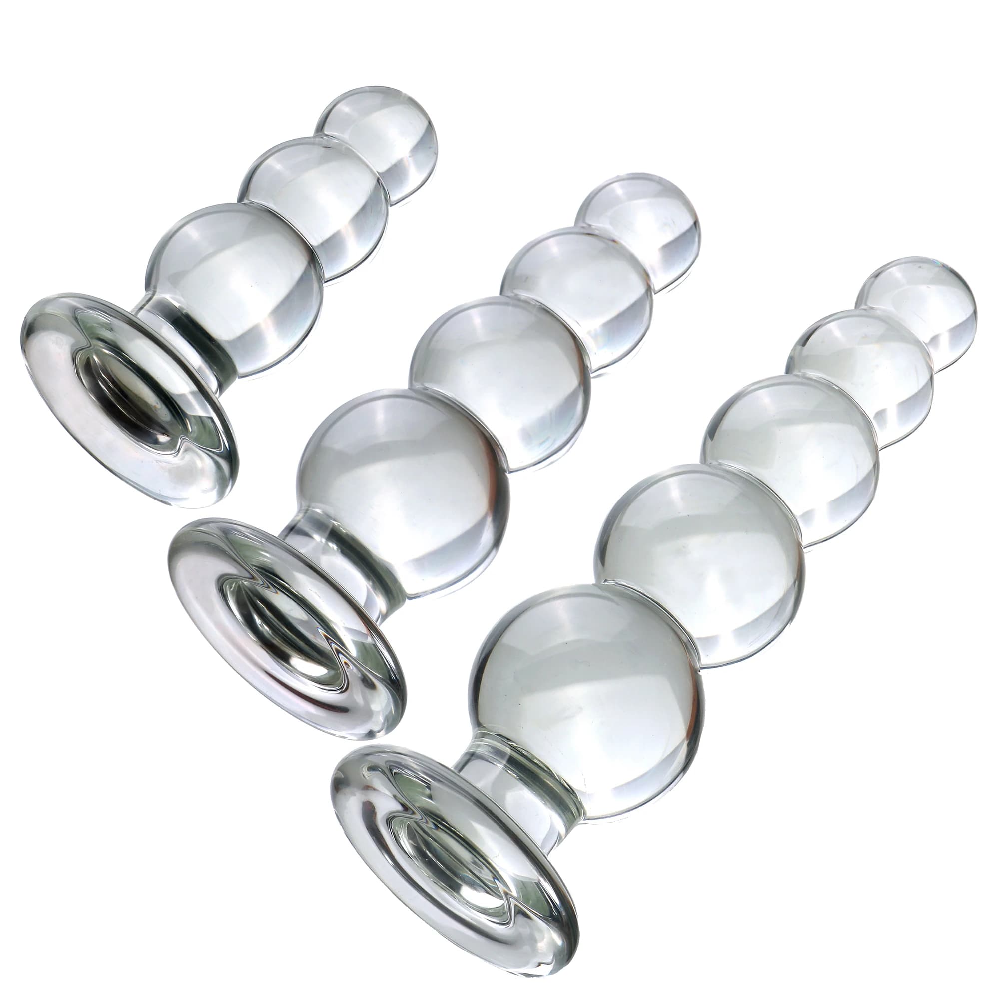 Dildo Anale in Vetro Pyrex a Sfera Grande in 3 Misure, Plug Anale, Perle Vaginali in Cristallo, Pene Finto, Giocattoli Sessuali per Adulti Donna Uomo