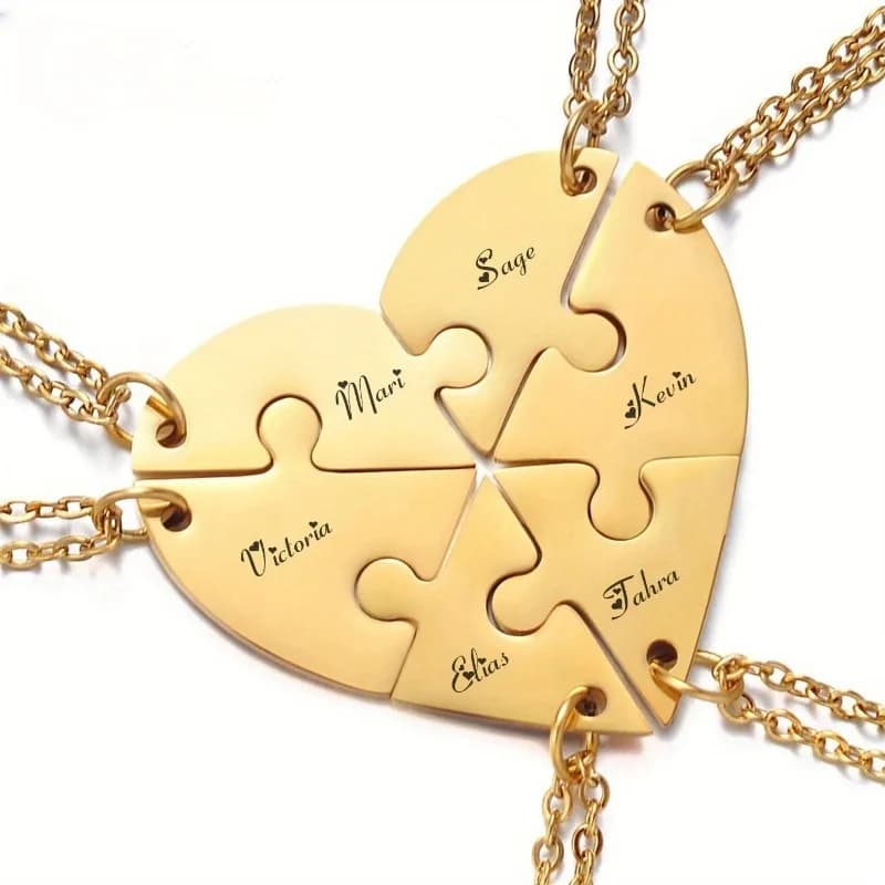 Love Puzzle Engraved Stainless Steel Necklace Pendant Gold DIY Name Love Neck Decoration Jewelry Ins Style Friend's Gifts