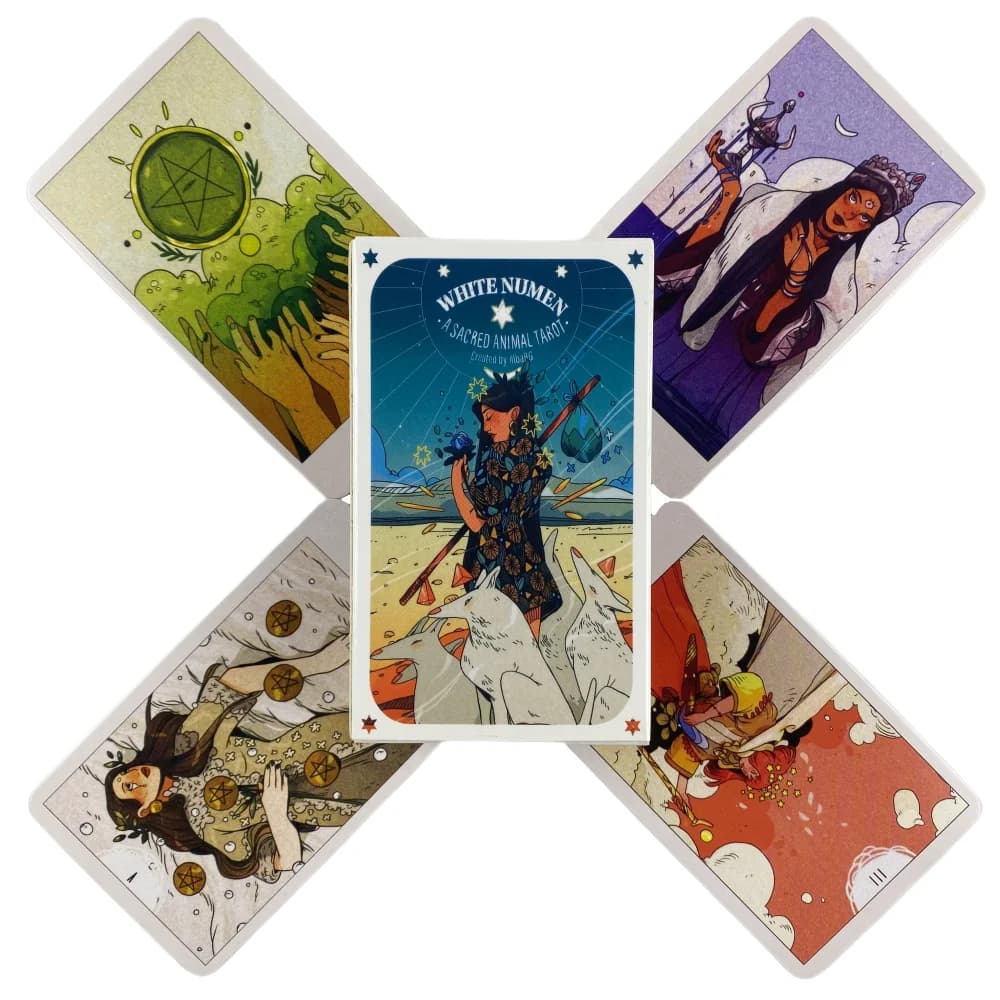 White Numen A Sacred Animal Tarocchi Carte 80 Mazzo Oracle Inglese Divinazione Edizione Borad Giocare a Giochi