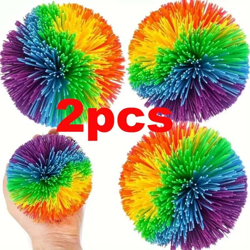 Palline Arcobaleno Sensoriali con Fili, Giocattoli Antistress per Bambini, Gadget per Feste, Giochi Divertenti all'Aperto, Palline Rimbalzanti per Bambini, Giocattoli Divertenti