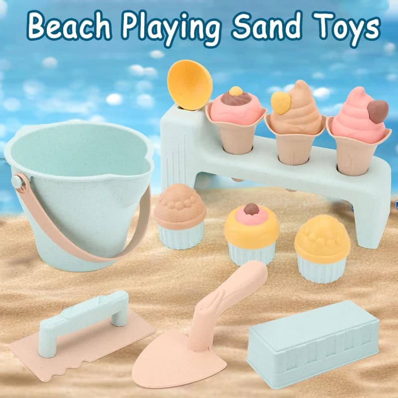 Set da spiaggia per gelato per bambini, giocattolo, pala per sabbia, castello di sabbia, stampi per sabbiera, kit di costruzione, divertimento estivo, gioco all'aperto, acqua, sabbia, giocattolo da viaggio