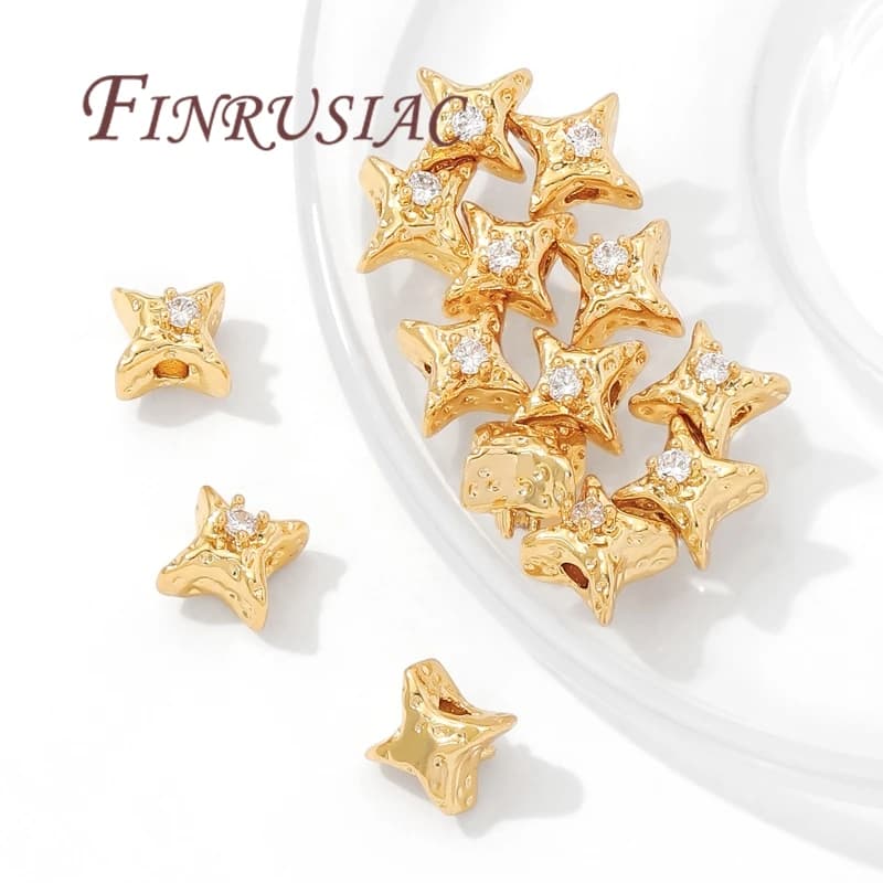 Perline distanziatrici stelle da 9,5 mm * 6 mm Accessori per gioielli placcati in oro 18 carati, separatori di perline, bracciali e collane