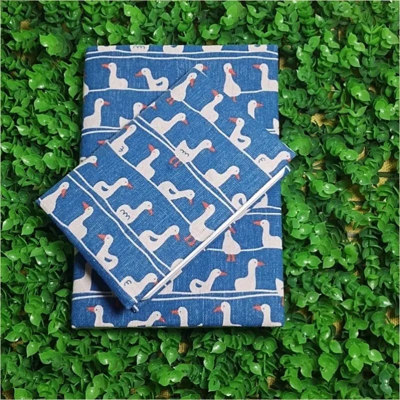 Fromthenon A5 A6 Cute Swimming Duck Print Notebook Fabric Cover Daily Journal Planner Protector Cover Stationery Supplies