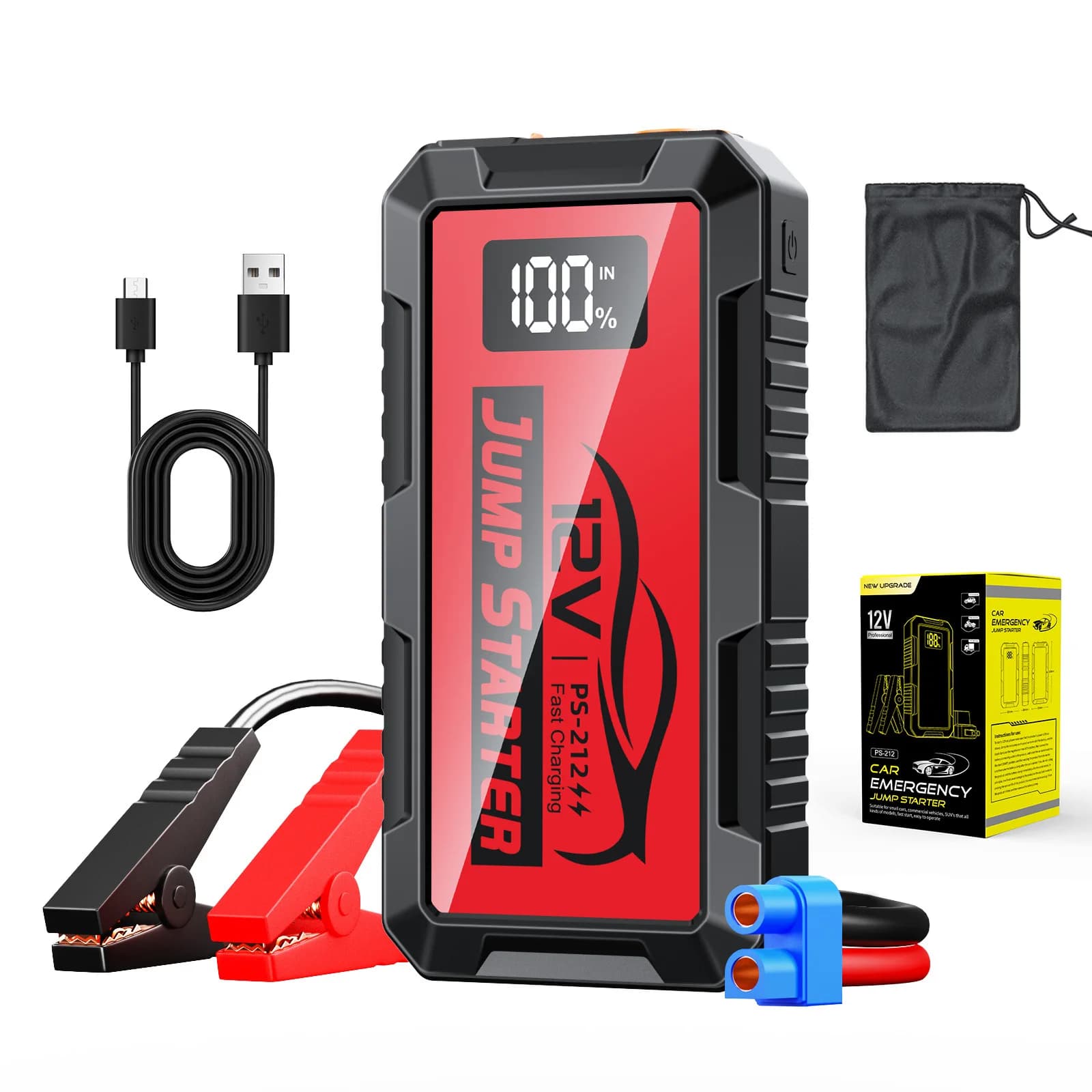 Avviatore di Emergenza per Auto 12V 6000A ad Alta Capacità, Power Bank Portatile per Avviamento Motore, Dispositivo di Avviamento Veicoli