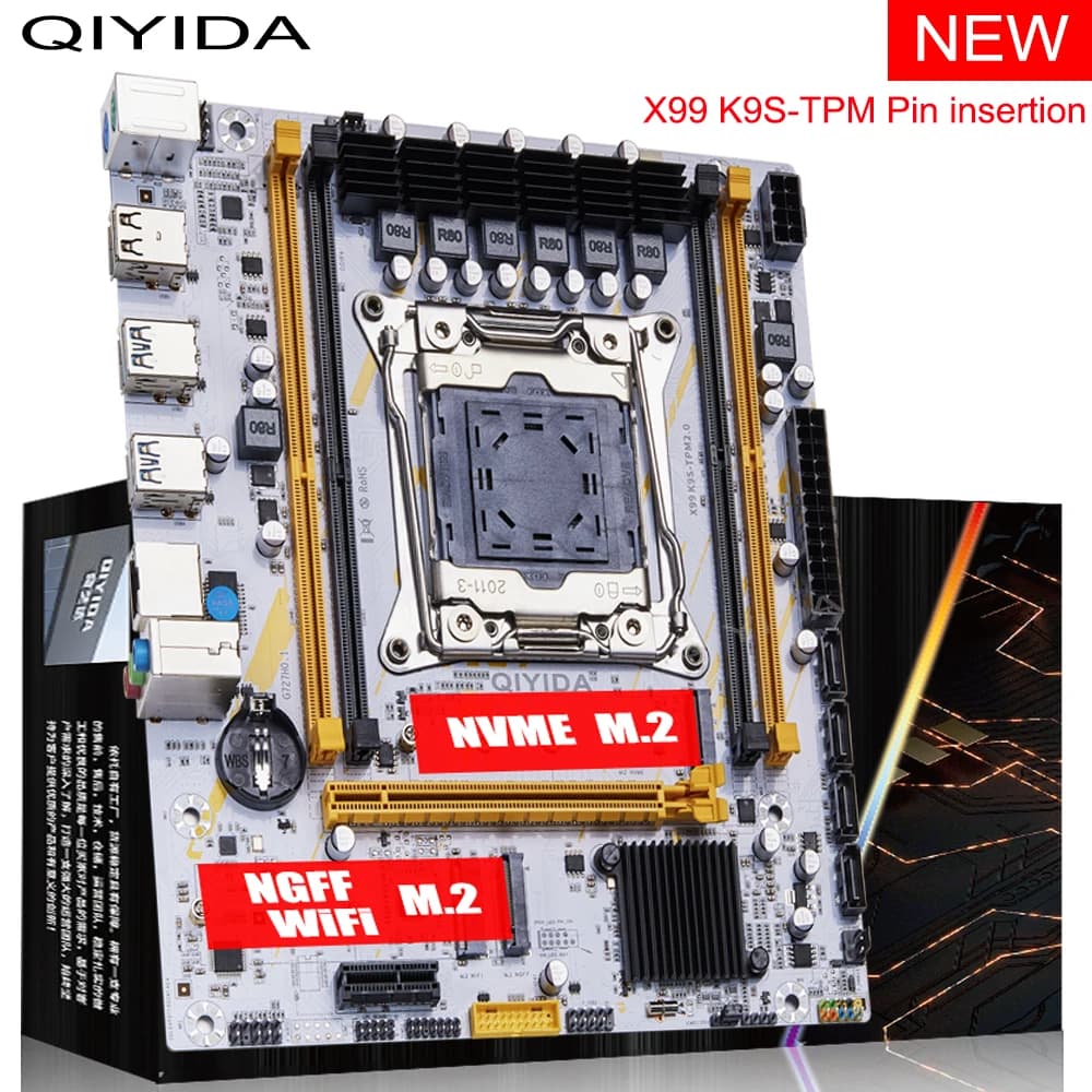 Scheda madre QIYIDA X99 LGA 2011 3 X99 C612chip con slot M.2 Supporto memoria DDR4 SATA3.0 USB3.0 PCI16X tpm2.0 msi14pin