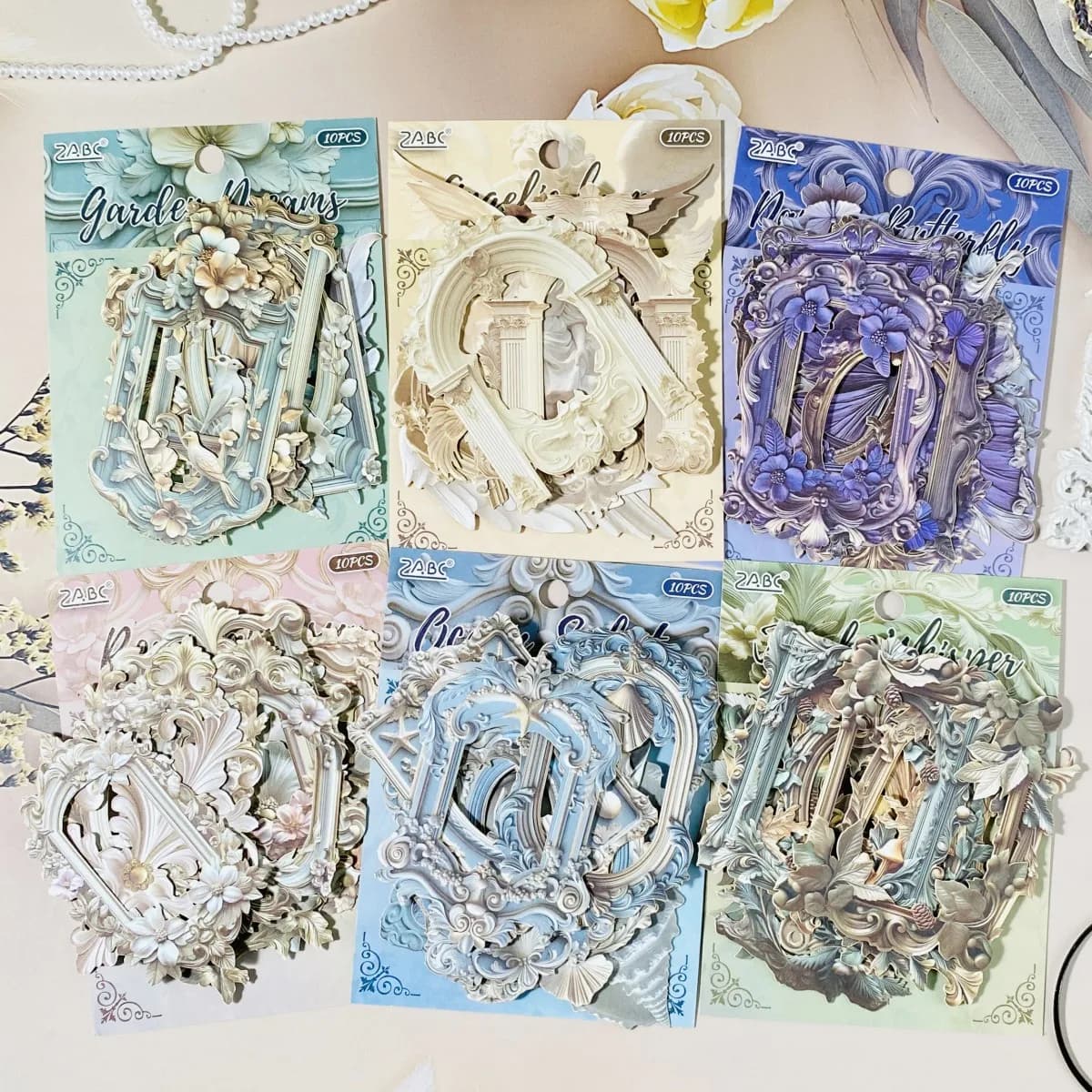 10 adesivi per cornici per foto vuote per manuali, diari, album fotografici, decorazioni per album, decorazioni per foto artistiche in materiale