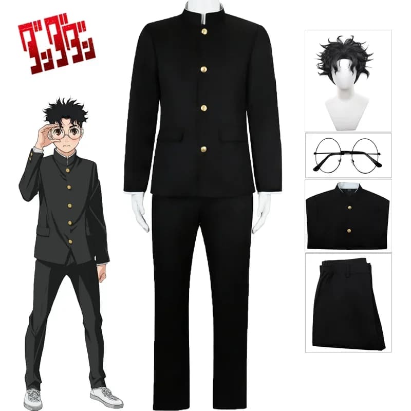 CosplayAnime Dandadan Okarun Ken Takakura Costume Cosplay Nero Uniforme scolastica Parrucca Occhiali Vestito Halloween Party Play Suit Wome