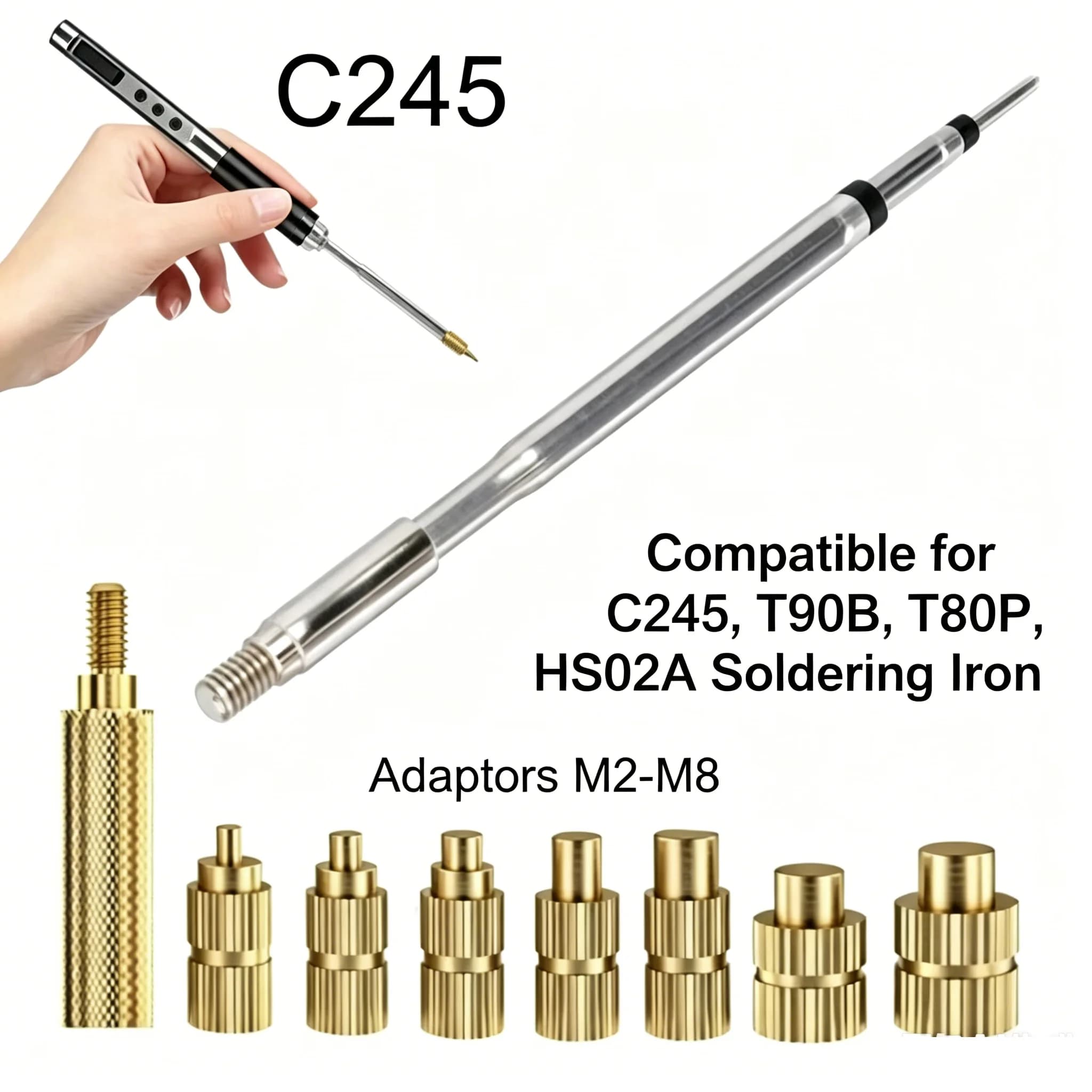 Punte per saldatore HS02A C245 per dado con inserto termico Kit incorporato M2-M8 per parte stampante 3D